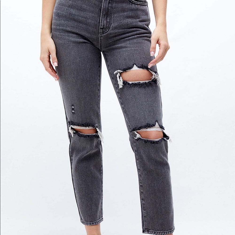grey pacsun ripped mom jeans